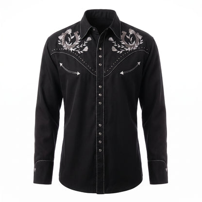 Scully Men’s Black Horseshoe Embroidered Western Shirt