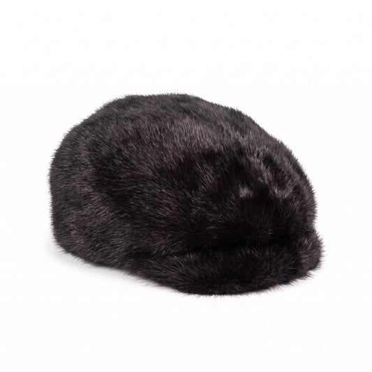Kashani Men's Black Full Mink Herringbone Cap