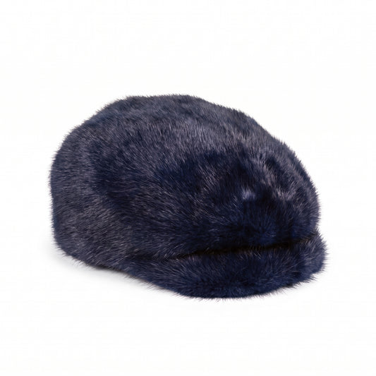 Kashani Full Mink Navy Herringbone Cap
