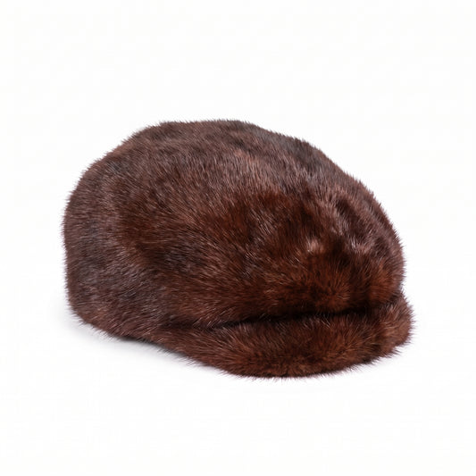 Kashani Brown Full Mink Herringbone Cap