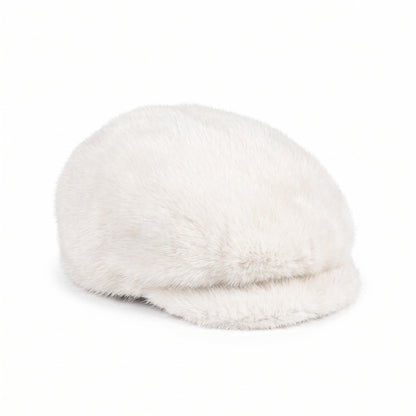 Kashani Men's White Full Mink Herringbone Cap