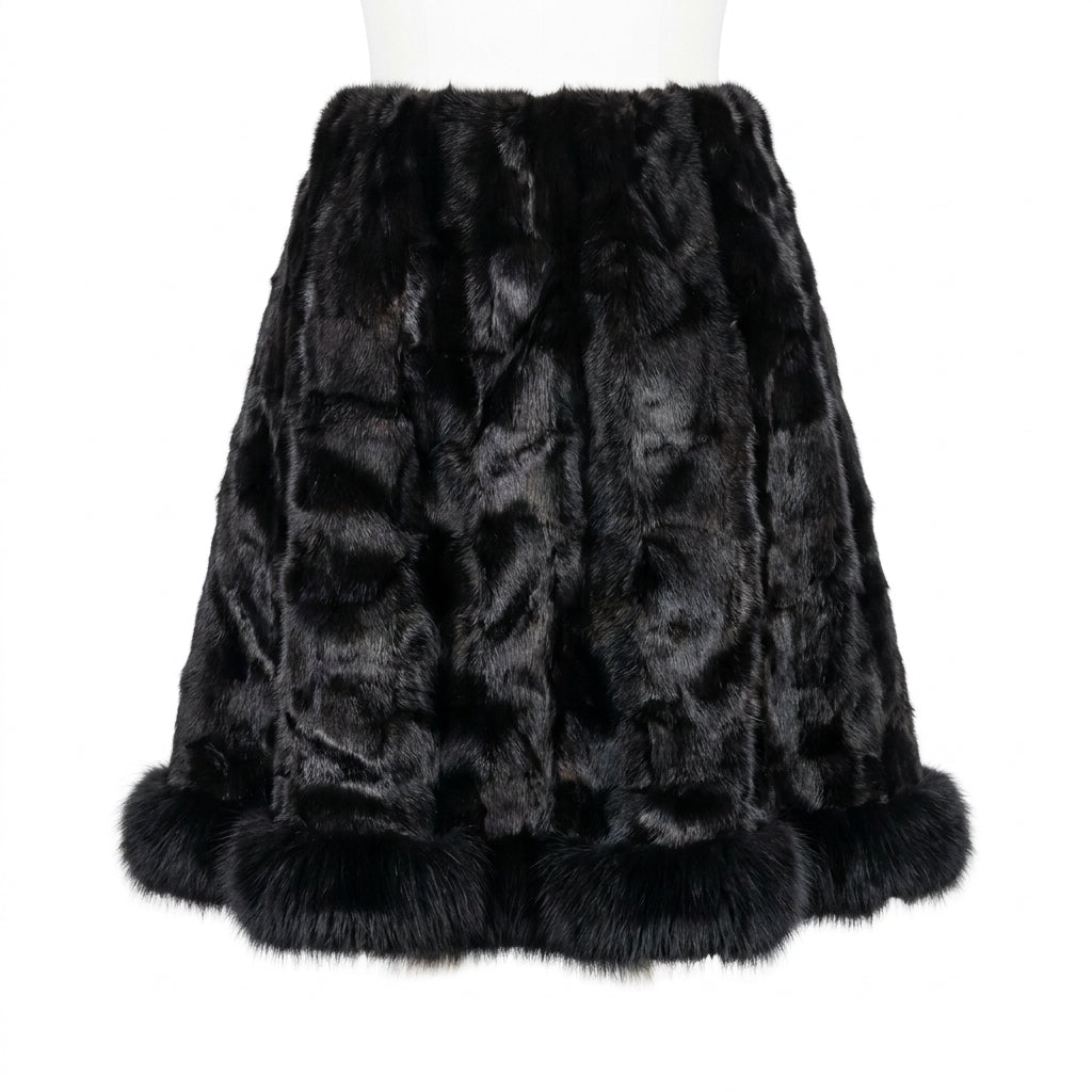 Kashani Women's Black Mink Fur Skirt