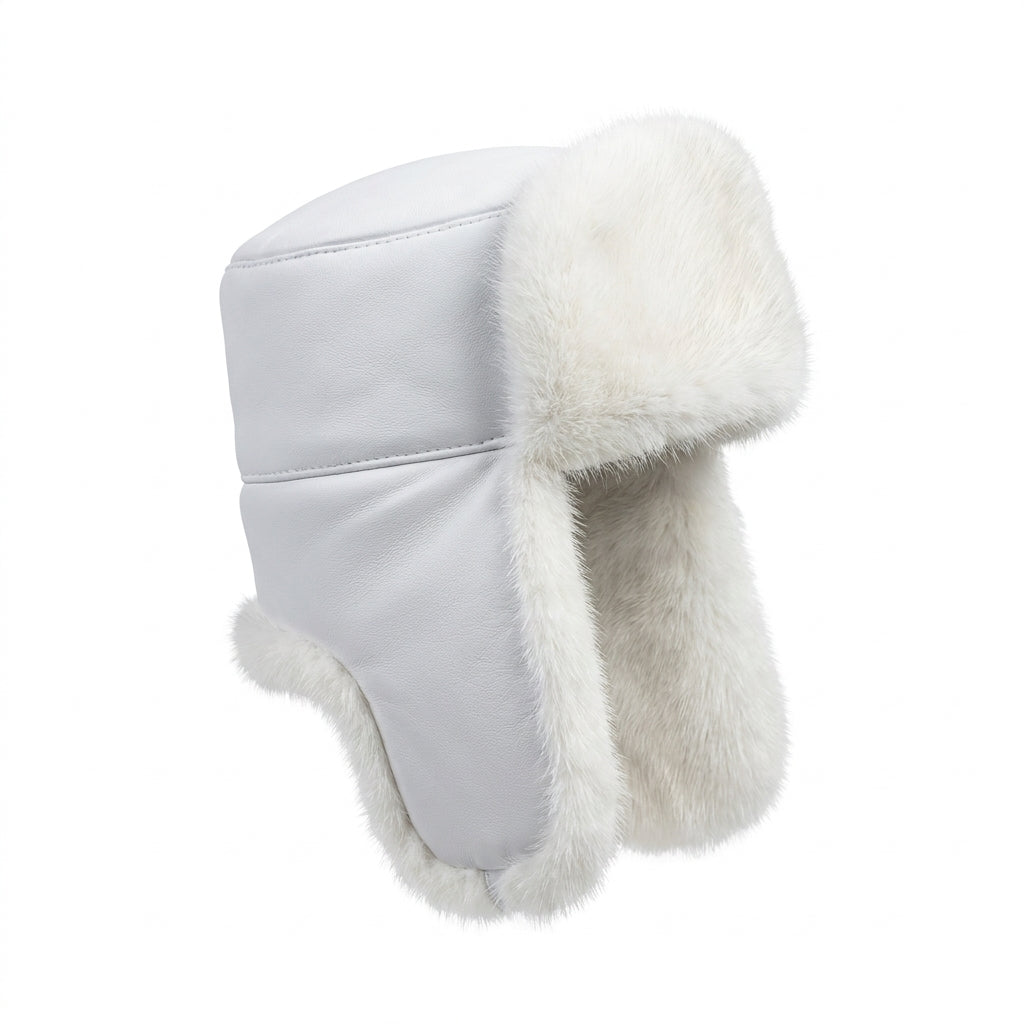 Kashani White Mink Ushanka Trapper Hat