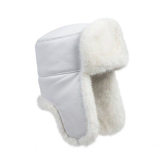 Kashani White Mink Ushanka Trapper Hat