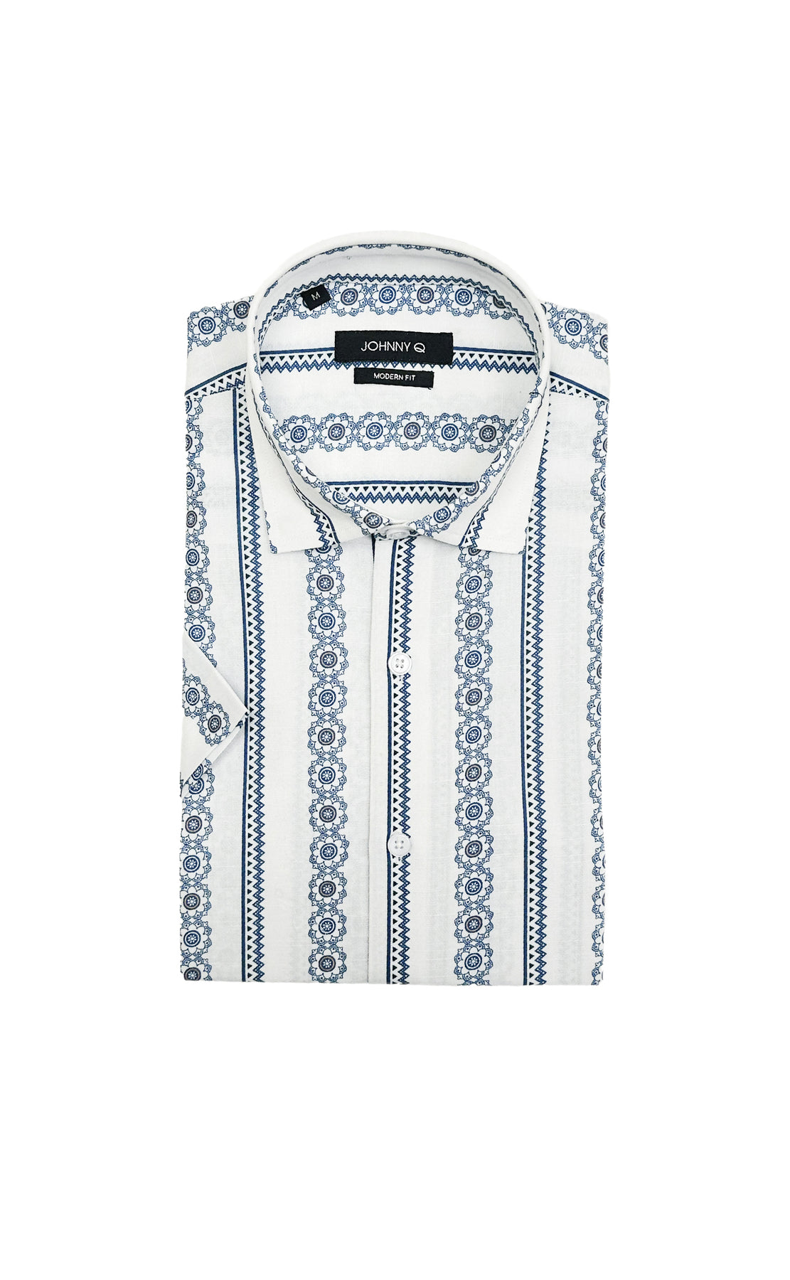 Johnny Q J 120-S White/Blue Button Up Shirt - Dudes Boutique