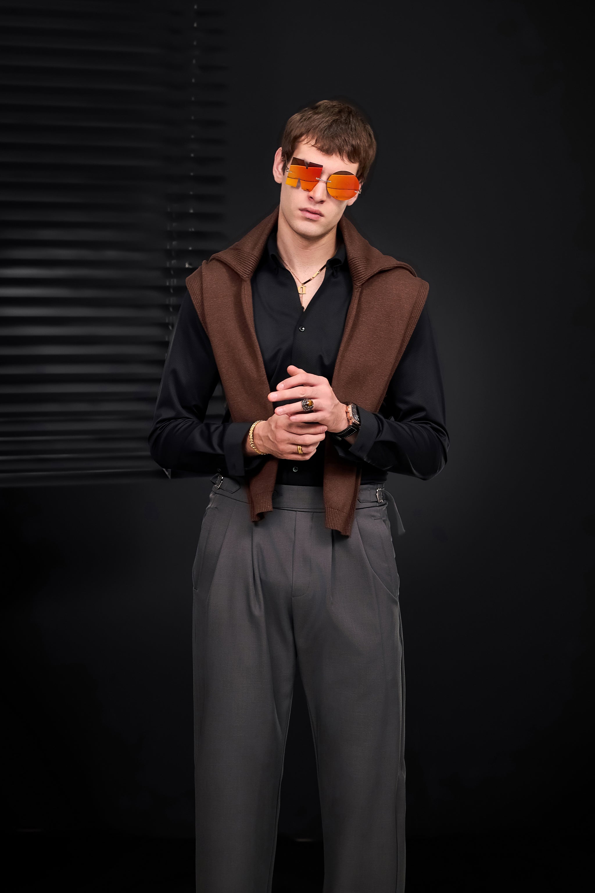 Wellington Side-Tab Trousers GREY