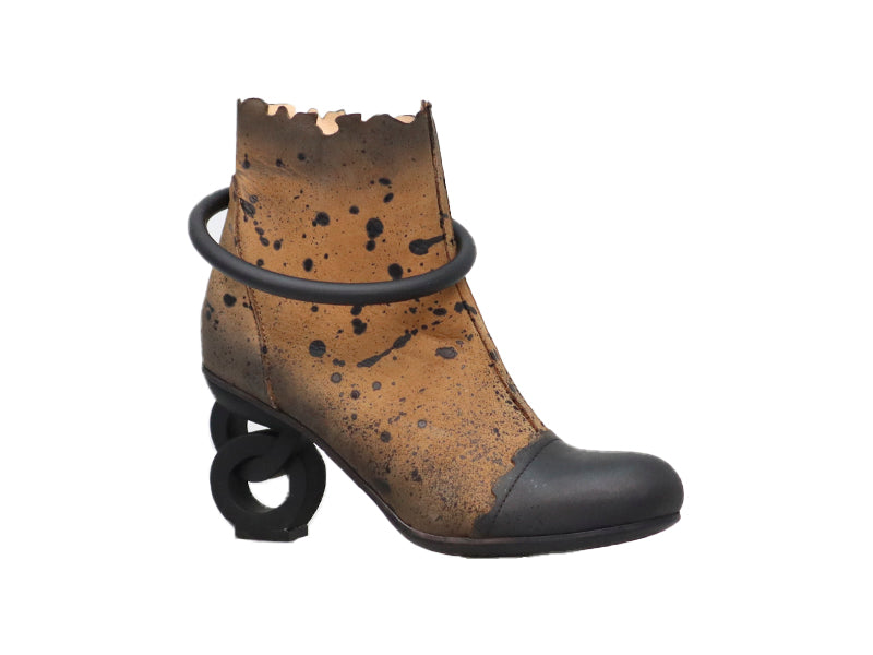 Papucei Ladies Camel Distressed Leather Ankle Boots - Dudes Boutique