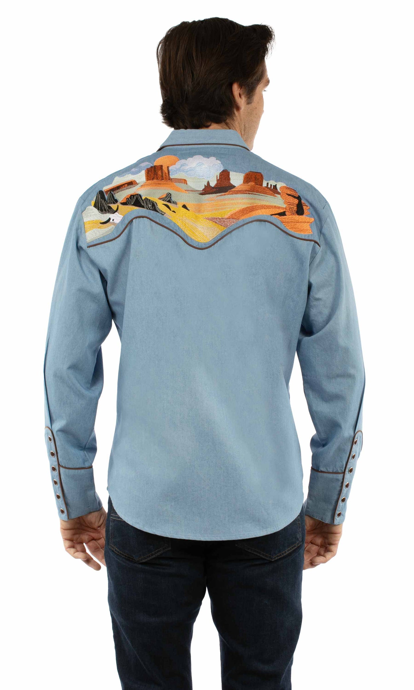 Scully Men’s Buffalo Desert Embroidered Western Shirt