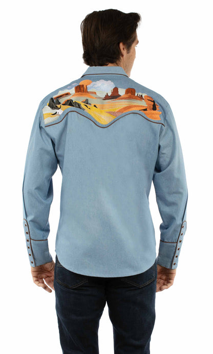 Scully Men’s Buffalo Desert Embroidered Western Shirt