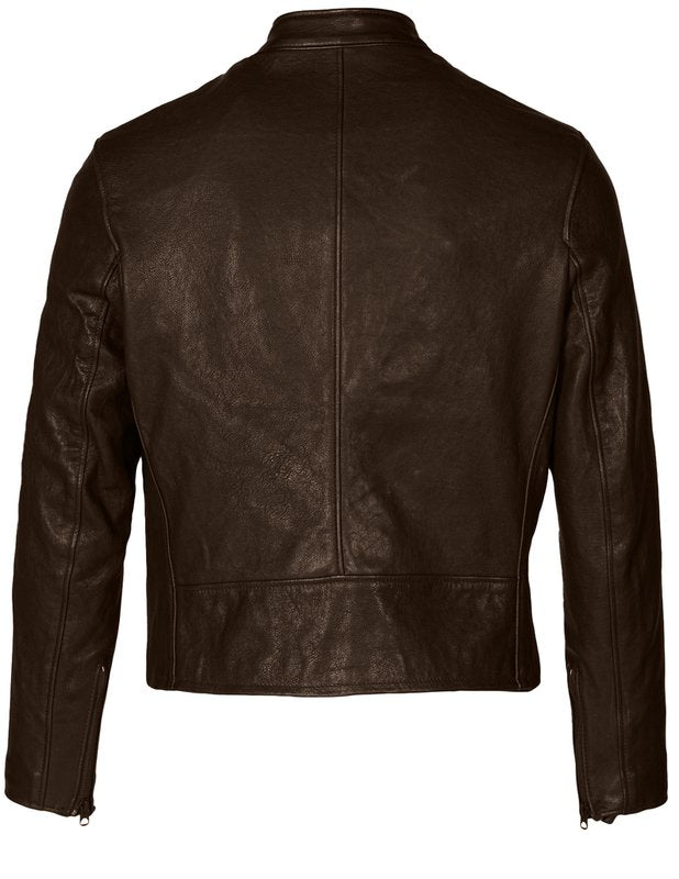 Schott P234 Men's Vegetable Tanned Lambskin Cafe Racer Jacket - Brown - Dudes Boutique