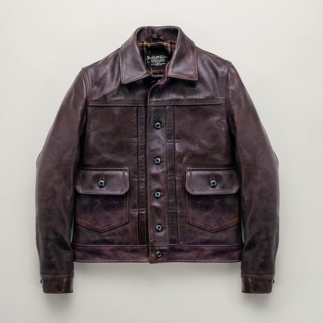 Schott P622H Men's Burgundy Horween Horsehide Type 2 Jacket