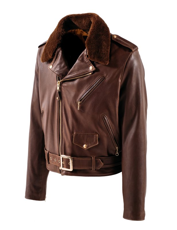 Schott P656H Horsehide Motorcycle Jacket with Detachable Collar