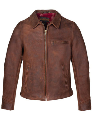 Schott Nyc Storm - Heavyweight Oiled Nubuck Leather Delivery Jacket - Dudes Boutique