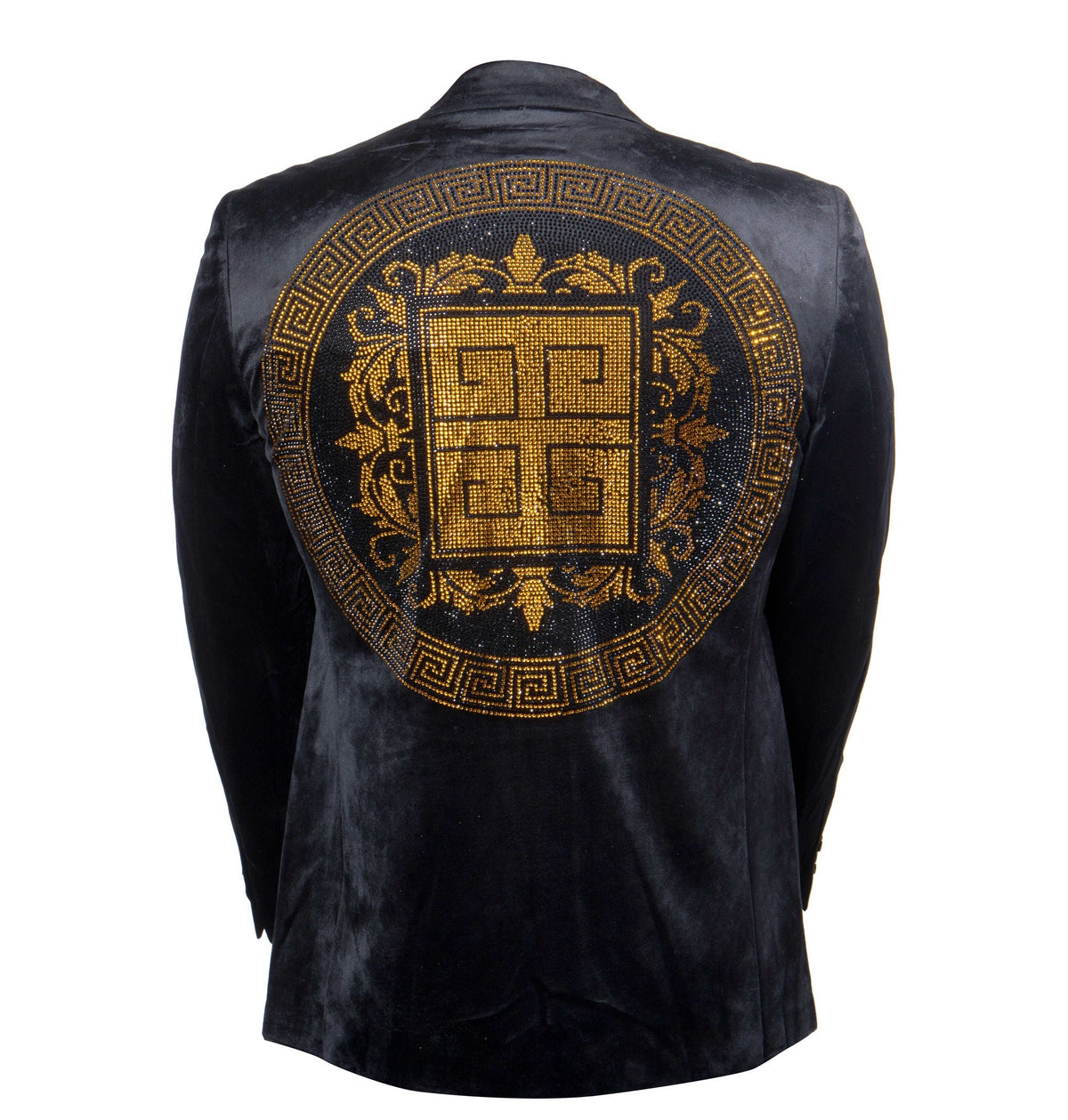 Prestige black and gold velour crystal blazer