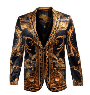 Prestige Black / Gold Royal Crystal Medusa Blazer - Dudes Boutique