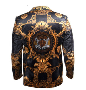 Prestige Black / Gold Royal Crystal Medusa Blazer - Dudes Boutique