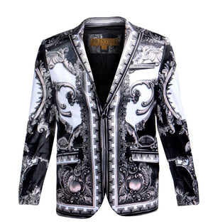 Prestige White / Black Royal Crystal Medusa Blazer - Dudes Boutique