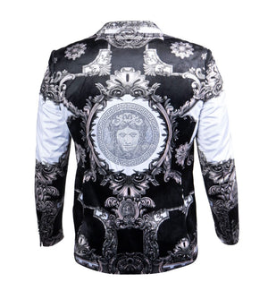 Prestige White / Black Royal Crystal Medusa Blazer - Dudes Boutique