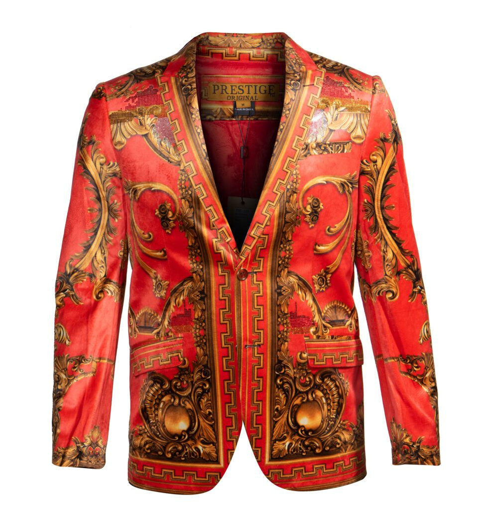 Prestige Red Royal Crystal Medusa Blazer - Dudes Boutique