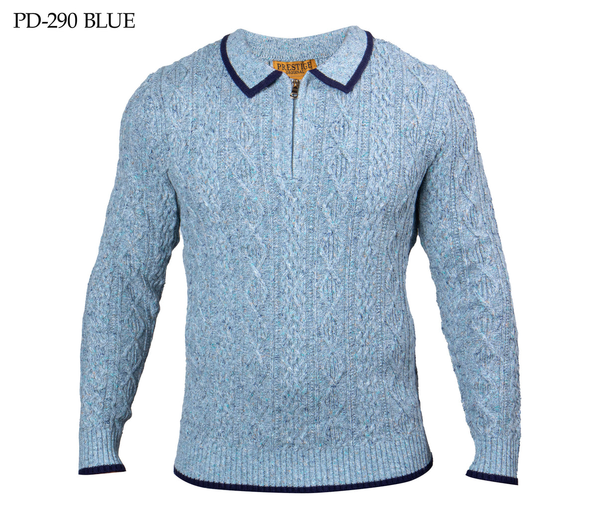 Prestige Blue Knit Zip Up Sweater - Dudes Boutique