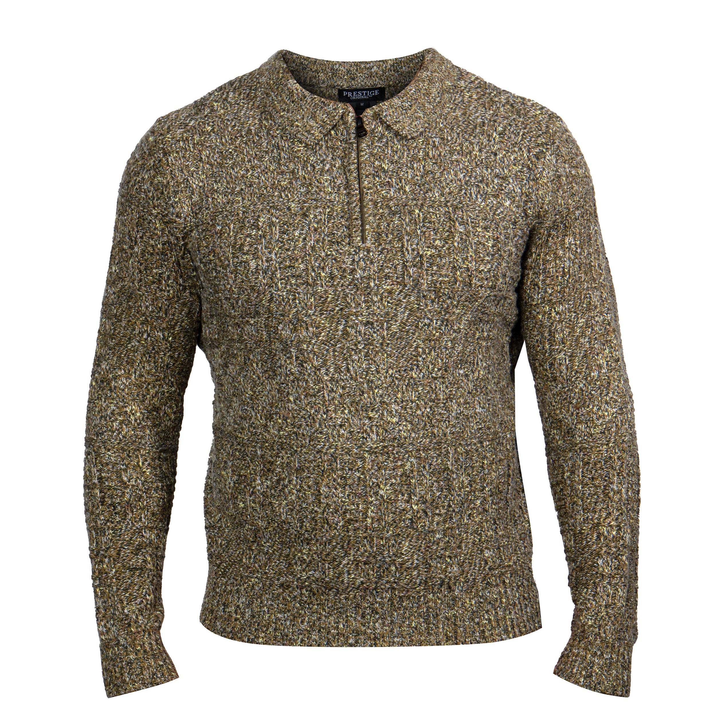 Prestige Highland Heather Avocado Knit Quarter-Zip Sweater