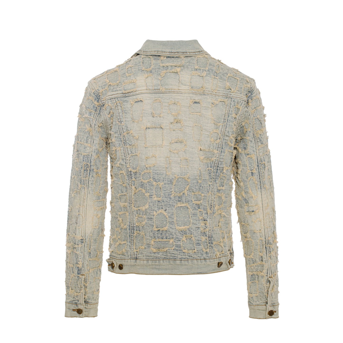 Patchwork Distressed Denim Jacket + Jeans SET - TAN - Dudes Boutique