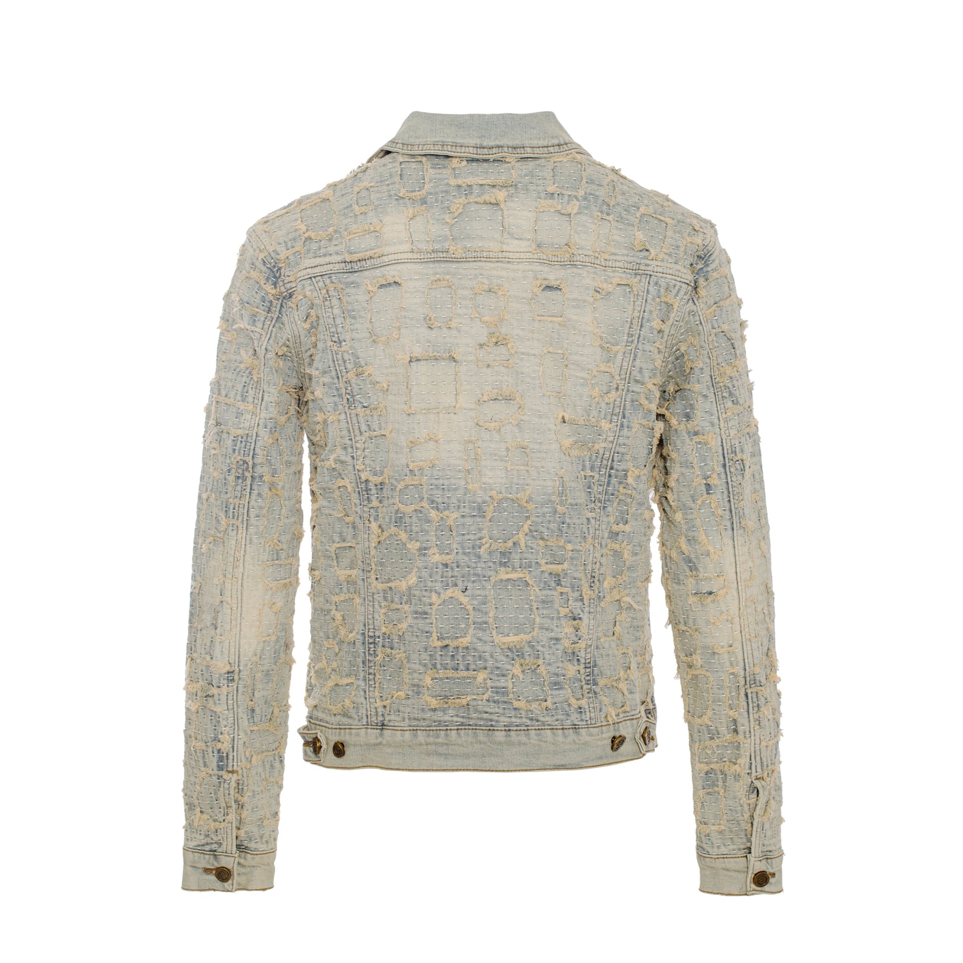 Patchwork Distressed Denim Jacket + Jeans SET - TAN - Dudes Boutique