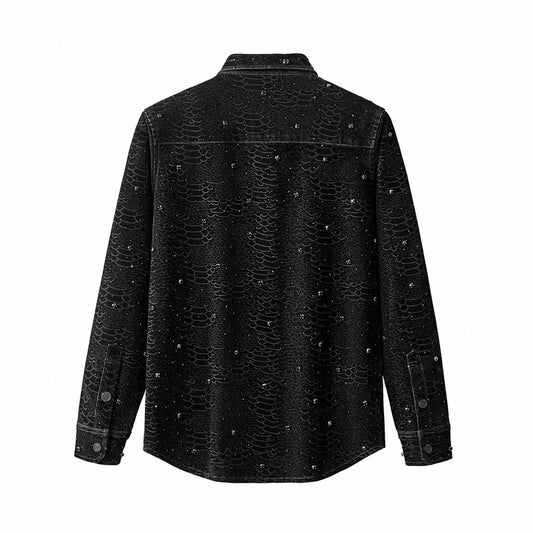 Midnight Serpent Rhinestone Jacket - Century Penthouse BLACK