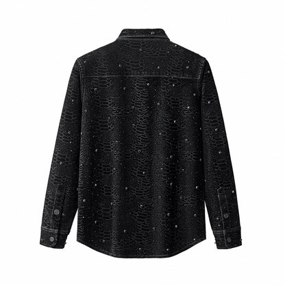 Midnight Serpent Rhinestone Jacket - Century Penthouse BLACK