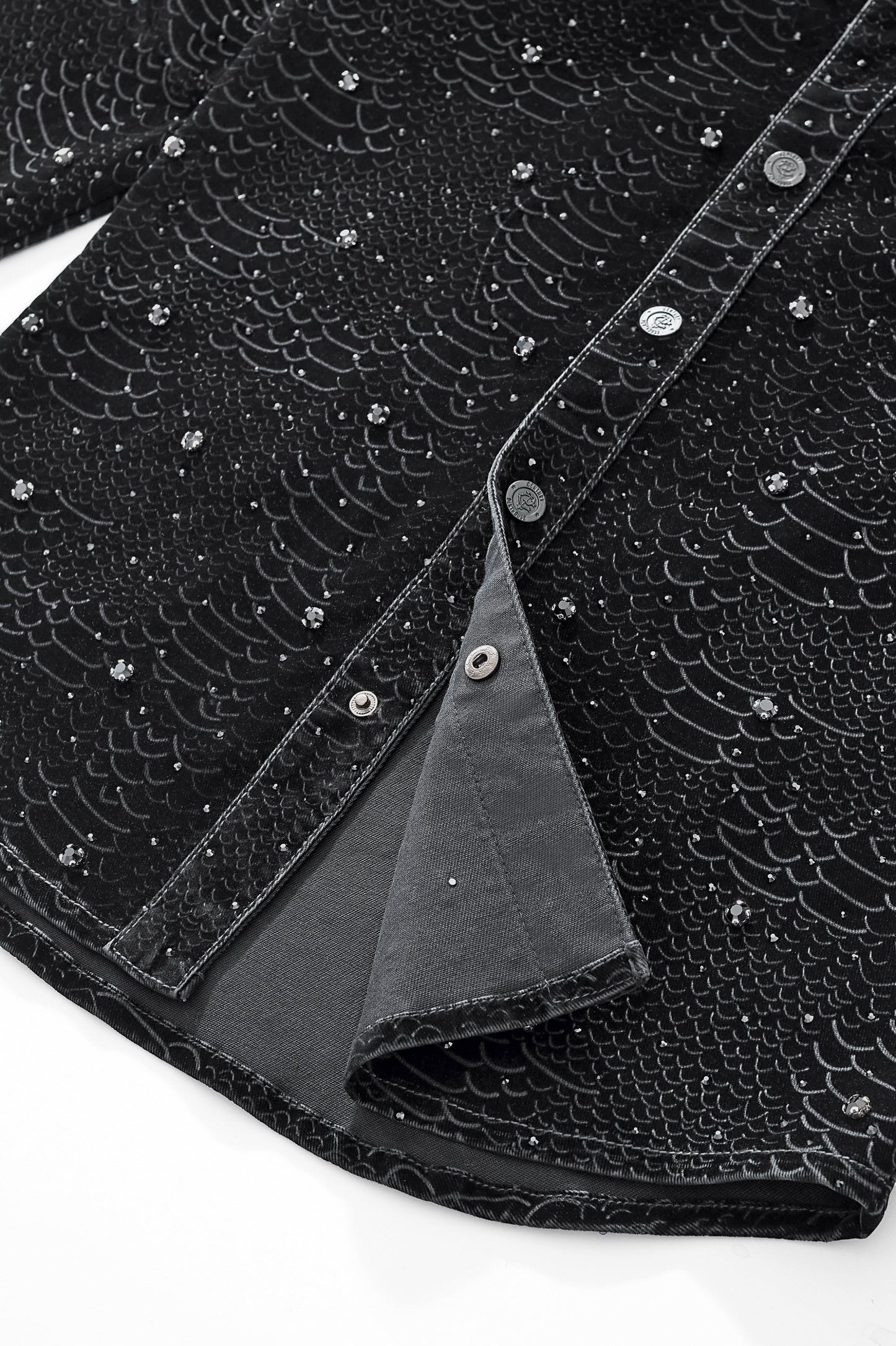 Midnight Serpent Rhinestone Jacket - Century Penthouse BLACK