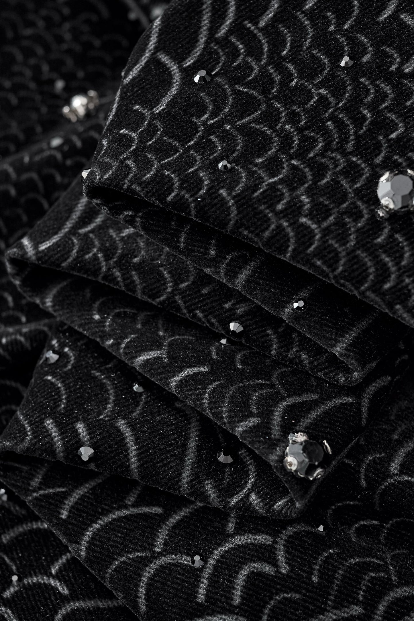 Midnight Serpent Rhinestone Jacket - Century Penthouse BLACK