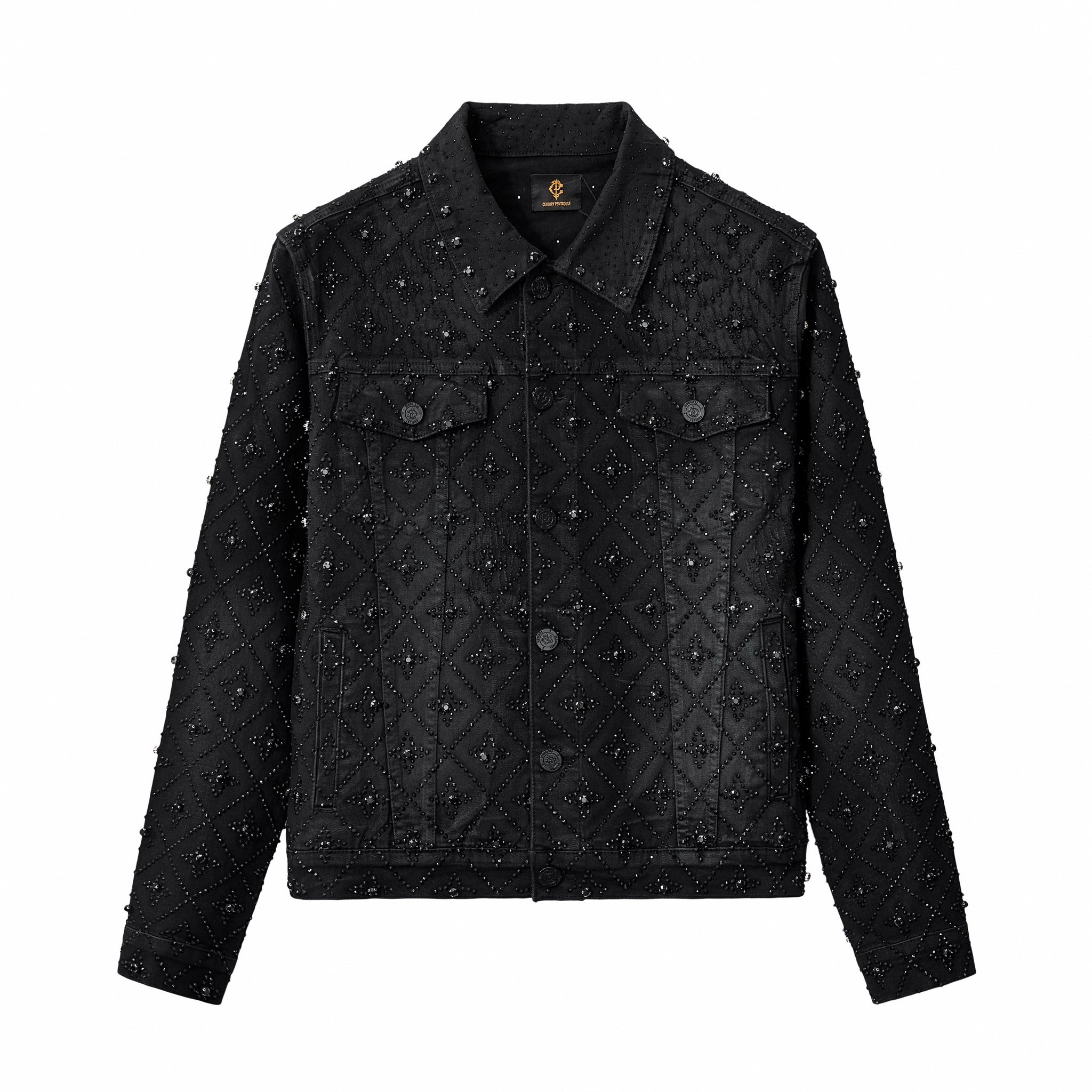 Radiant Embellished Denim Jkt – Century Penthouse BLACK