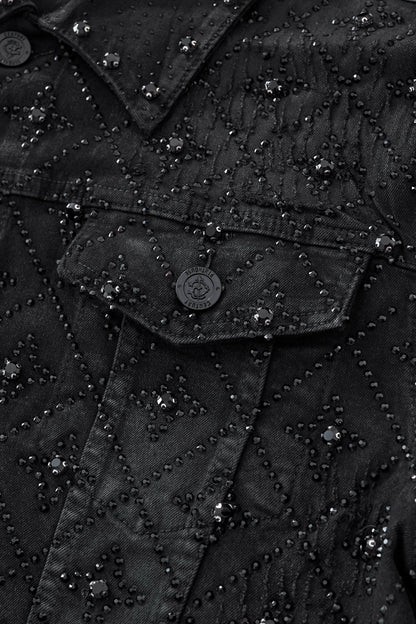 Radiant Embellished Denim Jkt – Century Penthouse BLACK