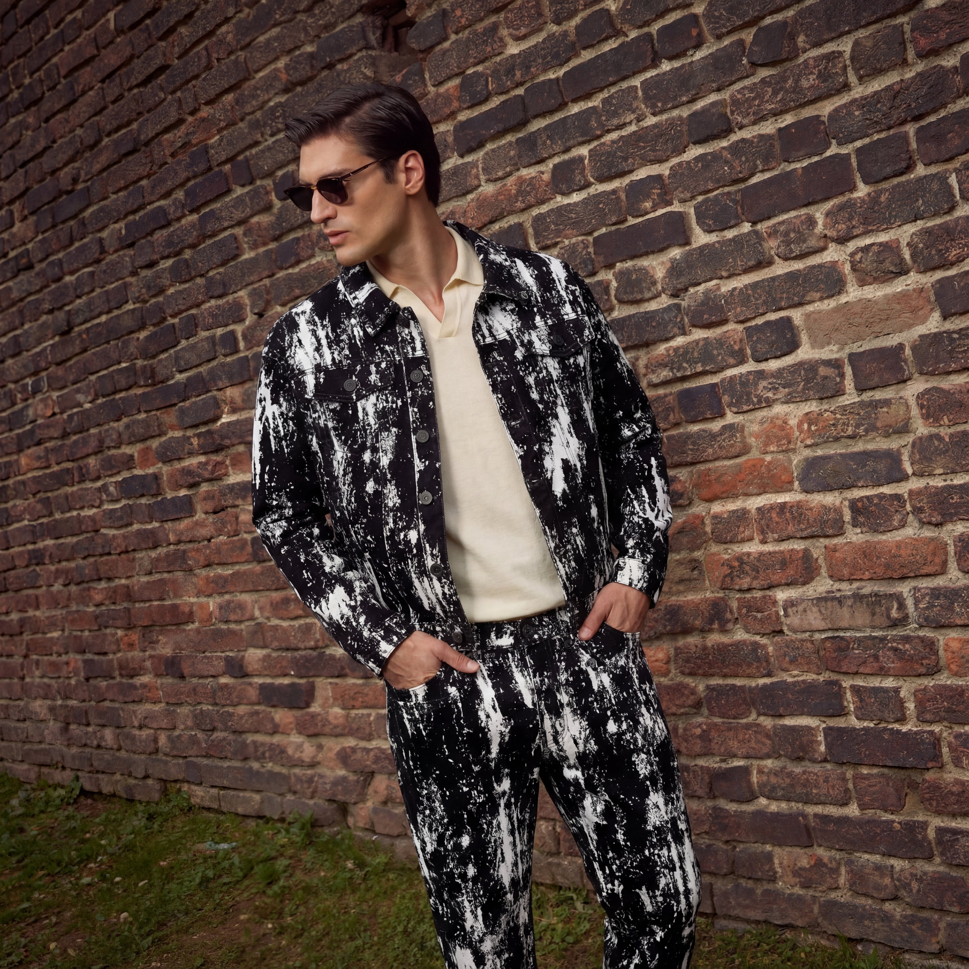 Flocked Eclipse Denim Pant – Century Penthouse BLACK