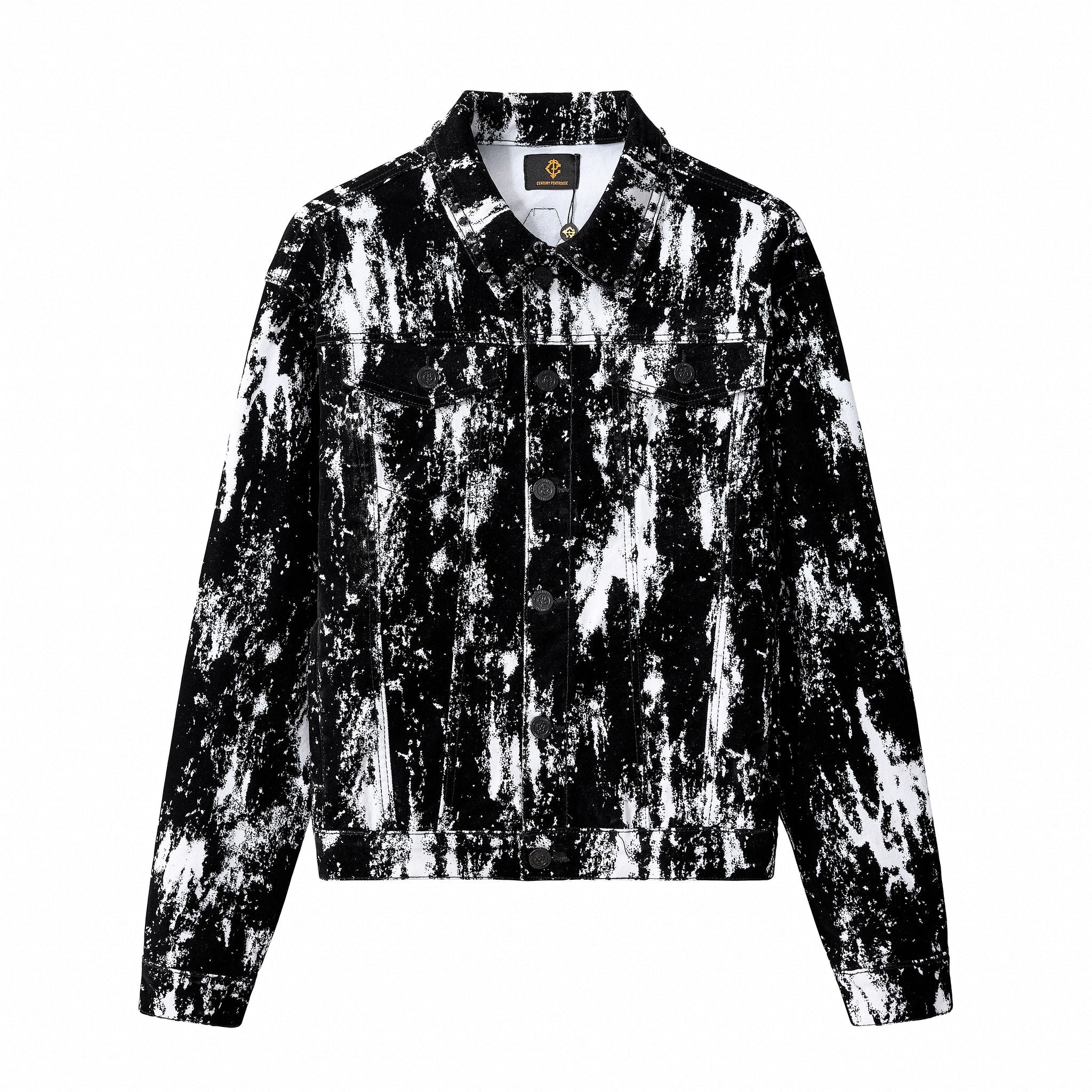 Flocked Eclipse Denim Jkt – Century Penthouse BLACK