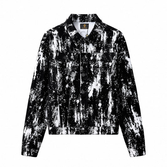 Flocked Eclipse Denim Jkt – Century Penthouse BLACK