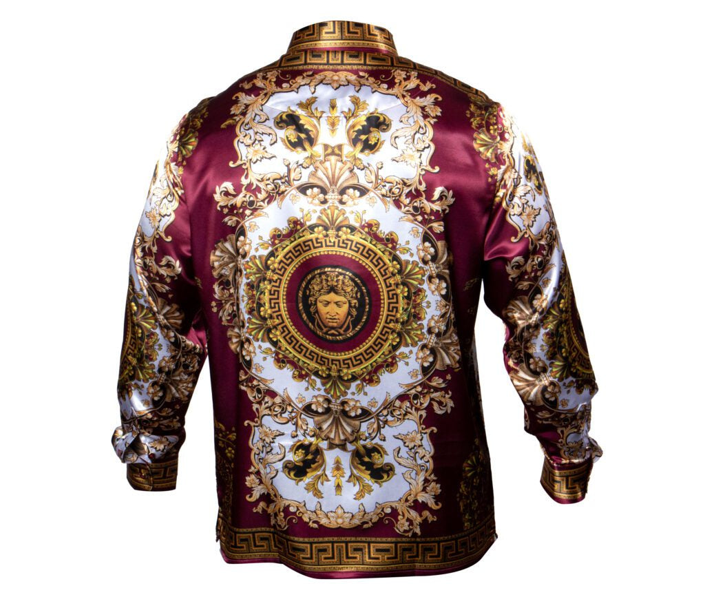 Prestige Wine Royal Greek Key Button Up Shirt