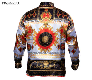 Prestige Red Gold Crystal Monarch Button Up Shirt - Dudes Boutique