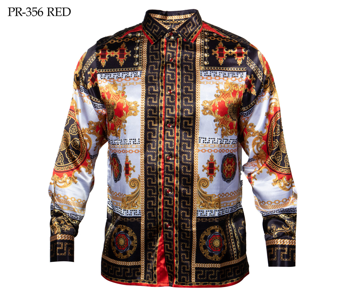 Prestige Red Gold Crystal Monarch Button Up Shirt - Dudes Boutique