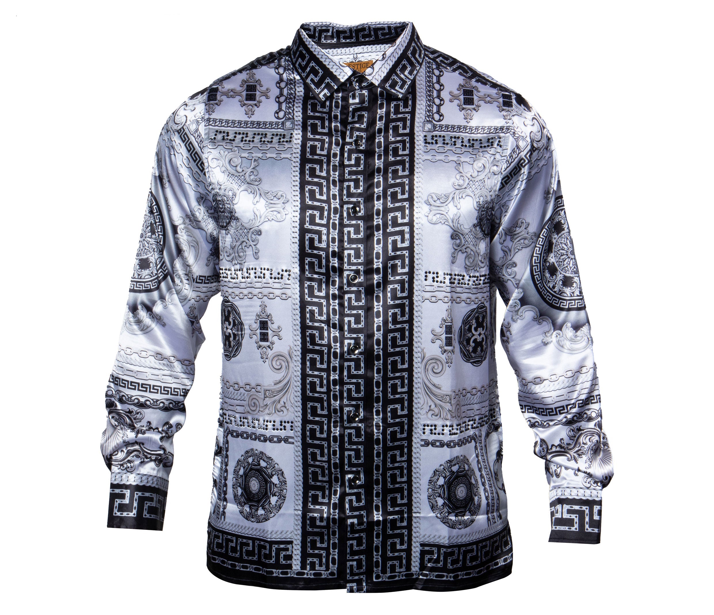 Prestige White / Black Crystal Monarch Button Up Shirt