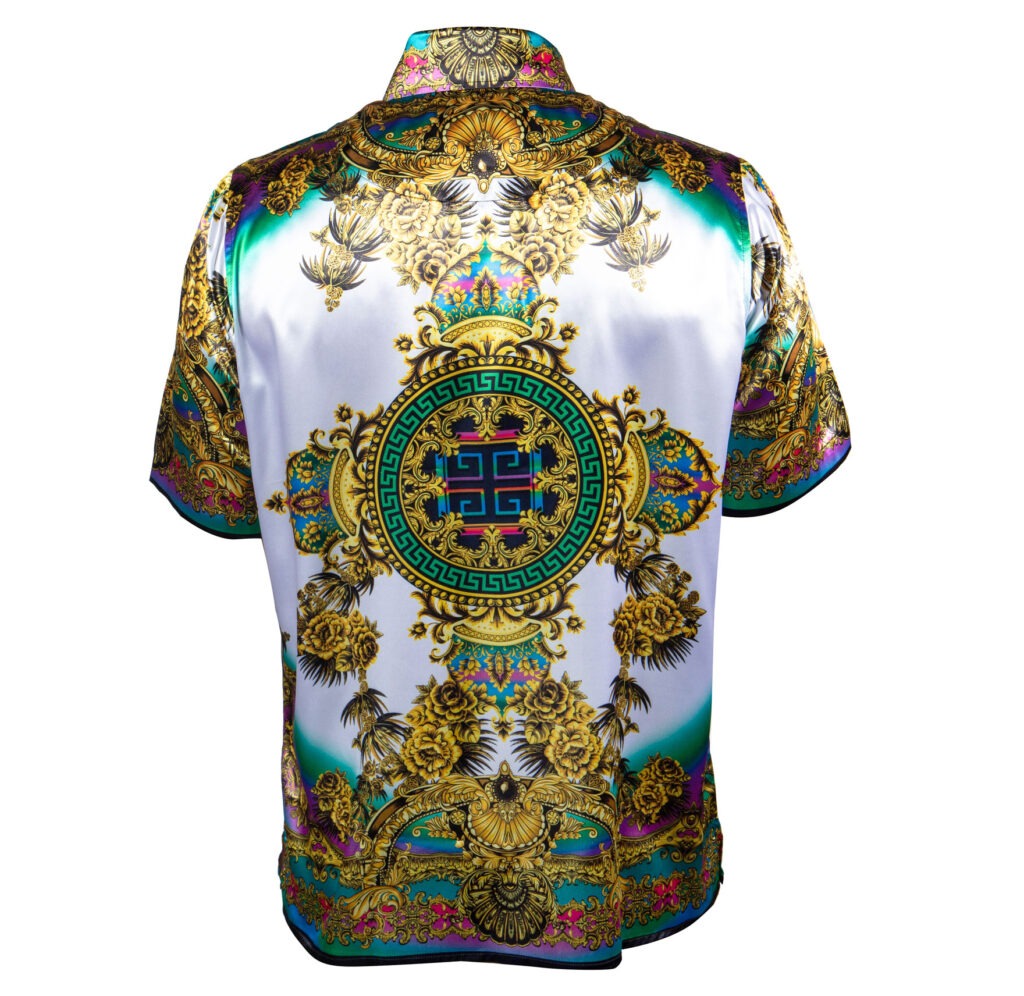 Prestige Royal Golden Roses Greek Key Button Up Shirt - Dudes Boutique