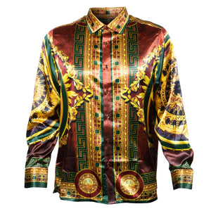 Prestige Wine Power Greek Key Button Up Shirt - Dudes Boutique