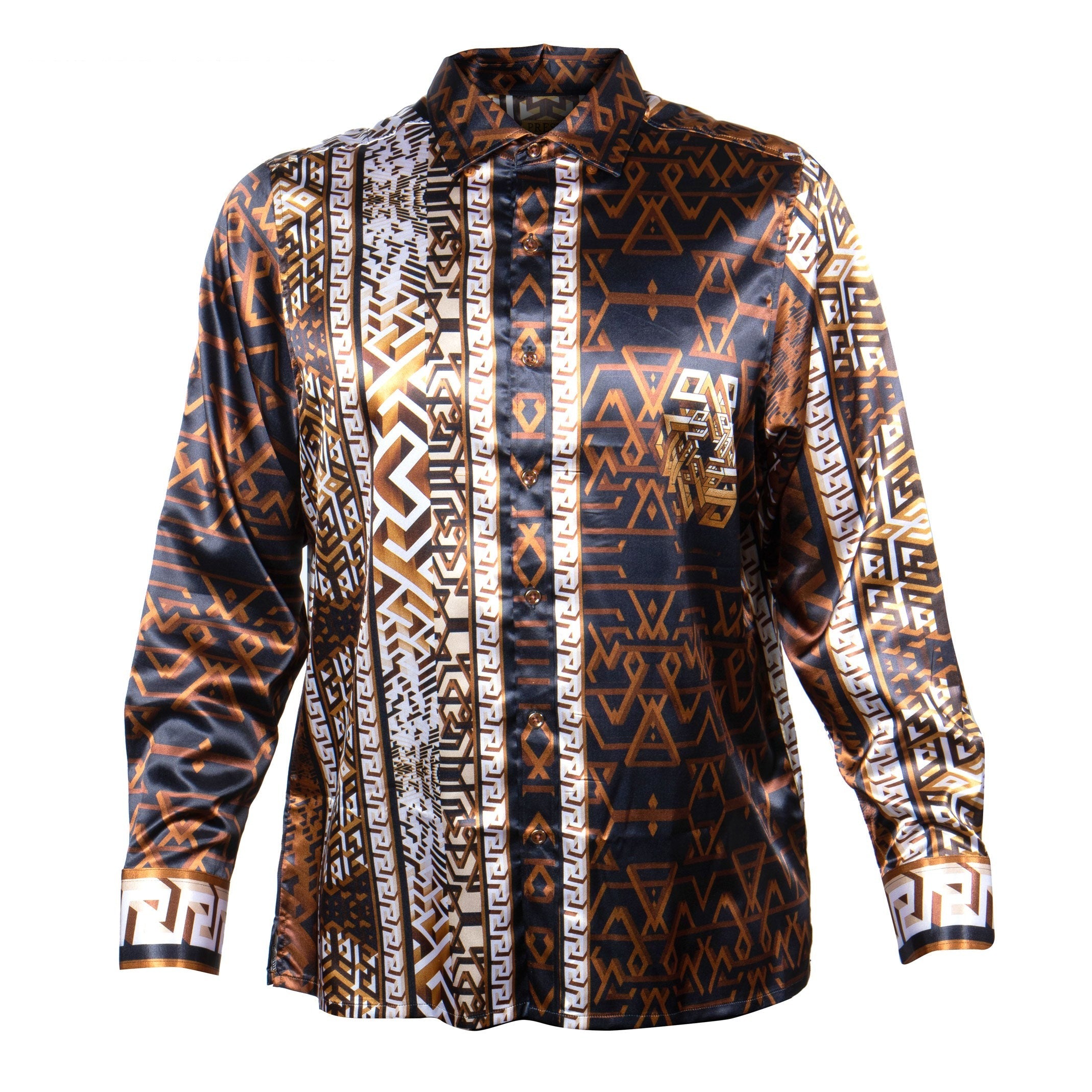 Prestige Chocolate Key Prisms Button Up Shirt - Dudes Boutique