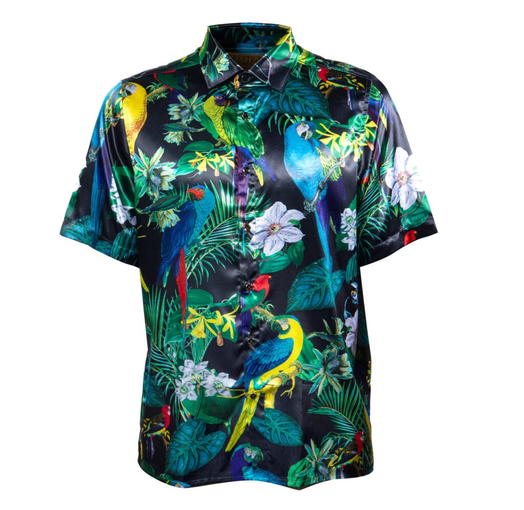 Prestige Black Parrot Royal Button Up Shirt - Dudes Boutique