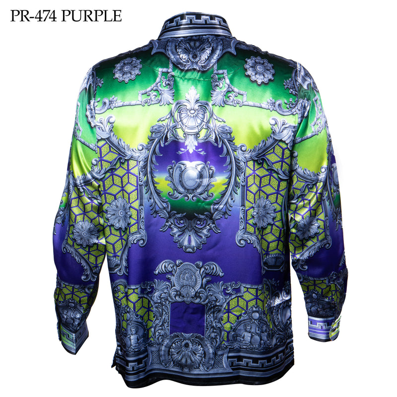Prestige Purple & Green Dimensions Button Up Shirt - Dudes Boutique
