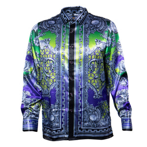 Prestige Purple & Green Dimensions Button Up Shirt - Dudes Boutique