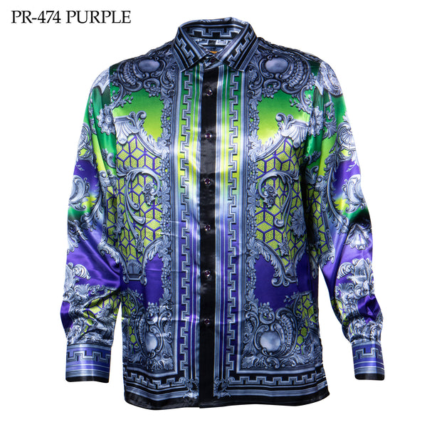 Prestige Purple & Green Dimensions Button Up Shirt - Dudes Boutique