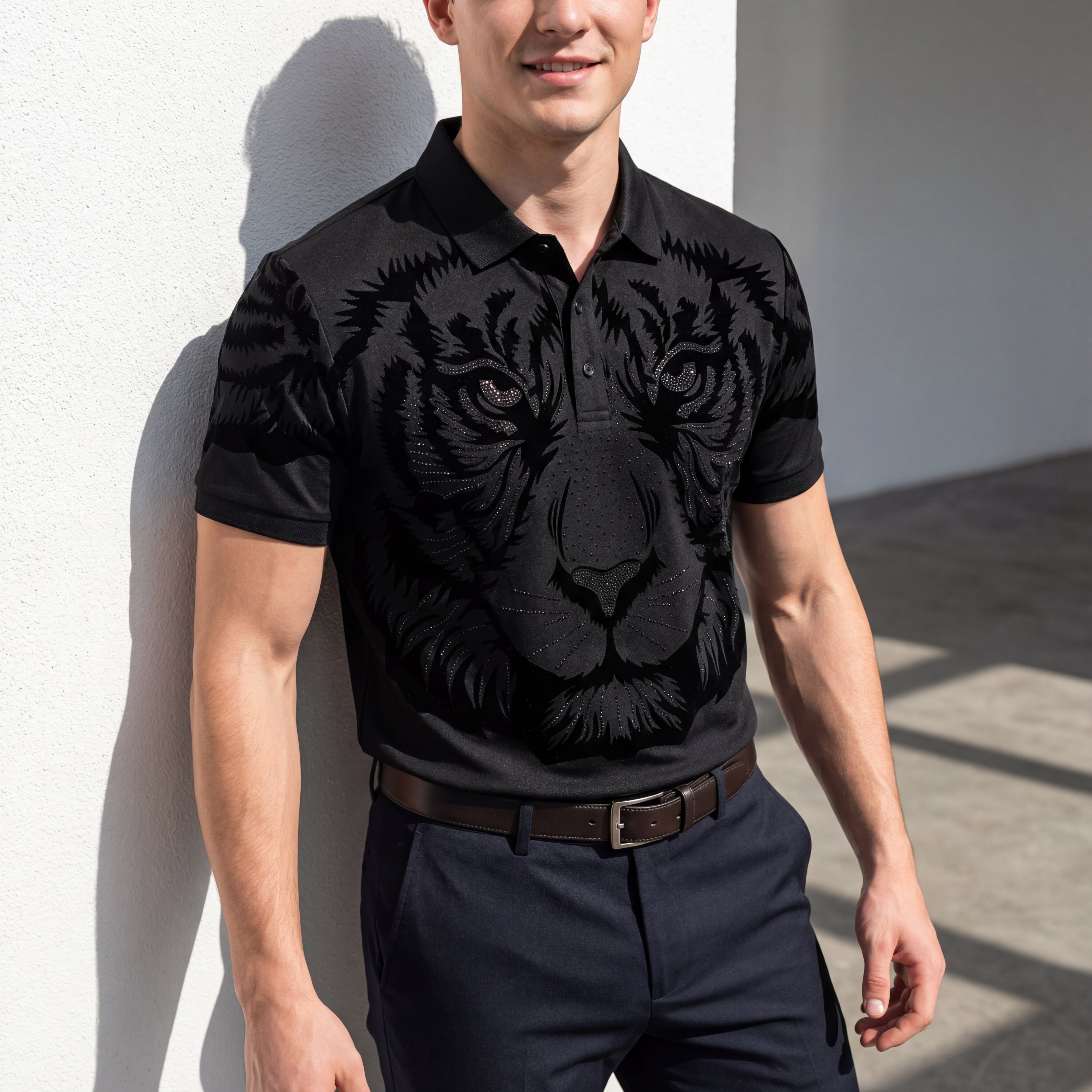 Tiger's Wrath Embellished Polo BLACK – Dudes Boutique