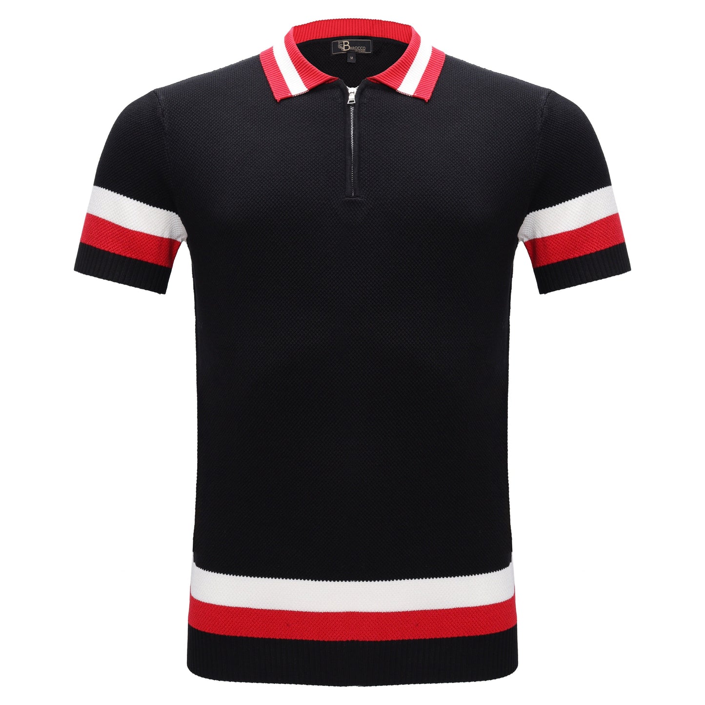 Heritage Stripe Knit Polo BLACK