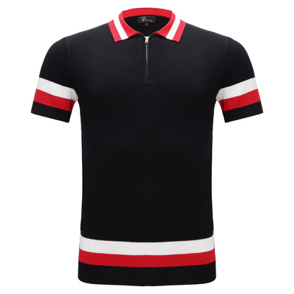 Heritage Stripe Knit Polo BLACK